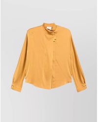 forte_forte - Silk Satin Tie-Neck Long-Sleeve Blouse - Lyst