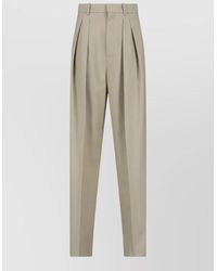 Saint Laurent - Wool Silk High-Rise Wide-Leg Pleated Tailored Trousers - Lyst