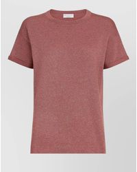 Brunello Cucinelli - Cashmere Silk Crew Neck Short Sleeve Top - Lyst