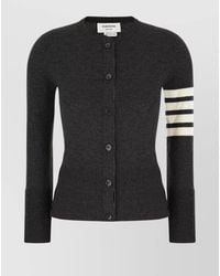Thom Browne - Ribbed Crew Neck Striped Cashmere Cardigan - Lyst