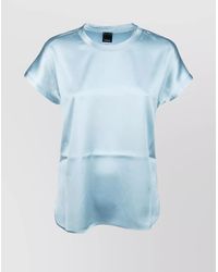 Pinko - Satin Round Neck Short Sleeve Top - Lyst