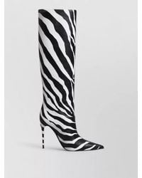 Dolce & Gabbana - Leather Zebra-Print Knee-High Boots - Lyst