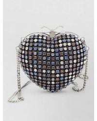 Self-Portrait - The Bow Crystal-Embellished Heart Clutch Bag - Lyst