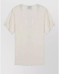 Alysi - Silk Twill Blouse Regular Fit V Neck - Lyst