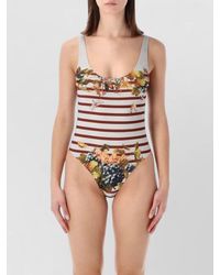 Jean Paul Gaultier - Striped Grape-Print One-Piece Swimsuit - Lyst