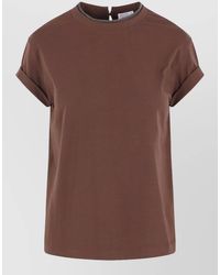 Brunello Cucinelli - Stretch Cotton Jersey T Shirt Layered Detail - Lyst