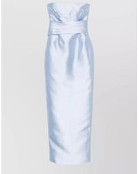 Solace London - Ingrid Strapless Satin Midi Dress - Lyst