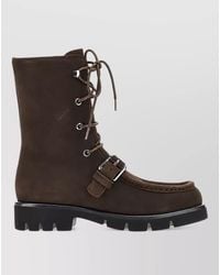 Emporio Armani - Suede Leather Lace-Up Boots - Lyst