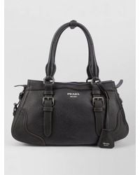 Prada - Structured Shoulder Bag Top Handles Buckle Detail - Lyst