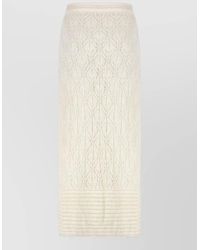 LeKasha - Openwork Knit Skirt Elastic Drawstring Waist - Lyst