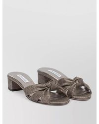 Aquazzura - Nina 35 Mm Metallic Knot Block Heel Sandal - Lyst