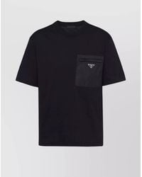 Prada - Cotton And Re-Nylon Pocket T-Shirt - Lyst