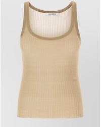 Max Mara - Sleeveless Silk Ribbed Top With Scoop Neckline - Lyst