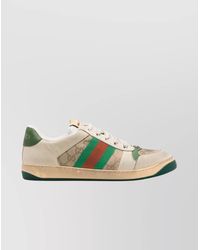 Gucci - Distressed Vintage Web Leather Sneakers - Lyst
