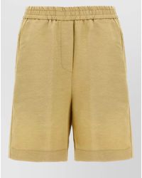 Nude - Linen Bermuda Shorts Elastic Waistband Pockets - Lyst