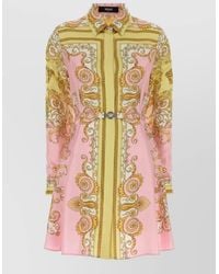 Versace - Silk Dress With Belt - Lyst