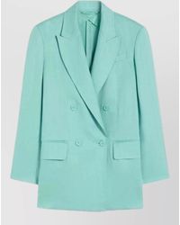 Max Mara - Olimpia Double Breasted Chevron Linen Blazer - Lyst