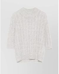 Brunello Cucinelli - Cable Knit High Neck Jumper With Sequin Embellishments - Lyst