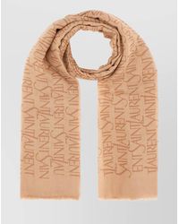 Saint Laurent - Cashmere Modal Logo-Jacquard Fringed Scarf - Lyst