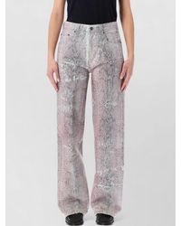 Haikure - Snake-Print Denim Mid-Rise Wide-Leg Trousers - Lyst