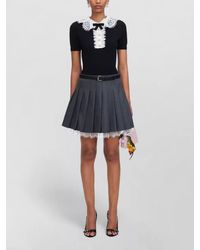 Self-Portrait - Wool Lace Collar Short-Sleeve Knit Top - Lyst