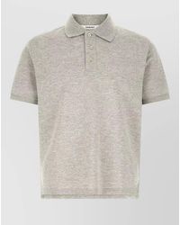 Saint Laurent - Embroidered Cotton Blend Polo Shirt - Lyst
