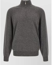 Brunello Cucinelli - Half Zip Cashmere Knit Sweater - Lyst