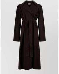 The Row - Solana Suede Coat Single Button Belt - Lyst