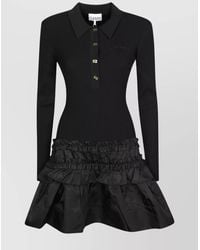 Ganni - Ribbed Knit Long-Sleeve Mini Dress - Lyst