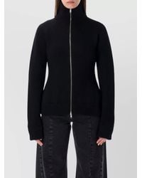 Maison Margiela - Wool Ribbed High Neck Zip Cardigan - Lyst