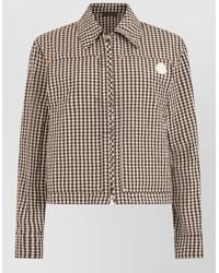 Moncler - Cropped Check Jacket Smooth Shirt Collar - Lyst