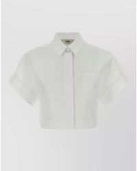 Fendi - Poplin Shirt Short Sleeves Cropped Length Chest Pocket - Lyst