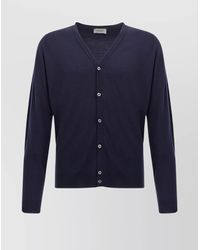 John Smedley - V-Neck Wool Cardigan With Ribbed Cuffs And Hem - Lyst