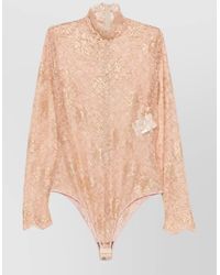 Valentino - Floral Lace Long Sleeve Slim-Fit Bodysuit - Lyst