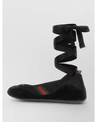 Gucci - Suede Fabric Ballerinas Flat Sole Ribbon - Lyst