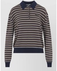 Miu Miu - Striped Virgin Wool Long-Sleeve Polo Top - Lyst