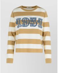 Max Mara - Crew Neck Striped Wool Sweater With Embroidered Detail - Lyst