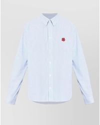 KENZO - Long Sleeve Silk Nylon Shirt Striped Embroidered - Lyst