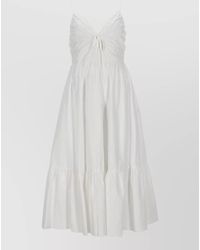 Michael Kors - Ruched Bodice Tiered Skirt Midi Dress - Lyst