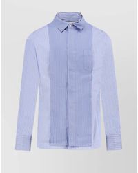 Sacai - Striped Cotton Long-Sleeve Shirt - Lyst