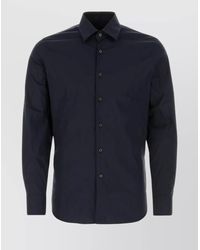 Prada - Collared Neck Stretch Poplin Shirt - Lyst