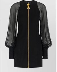 Balmain - Mini Dress With Xl Zip - Lyst