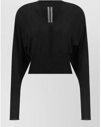 Rick Owens - Virgin Wool Ribbed V-Neck Cropped Long-Sleeve Knitted Top - Lyst