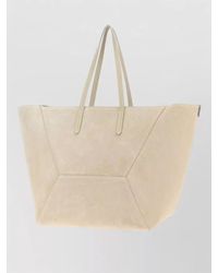 Brunello Cucinelli - Suede Tote Bag Featuring Top Handles - Lyst