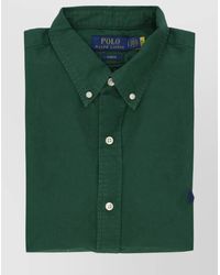 Ralph Lauren - Cotton Shirt With Button-Down Collar And Slim Fit - Lyst