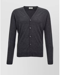 John Smedley - Classic V-Neck Cardigan With Ribbed Cuffs And Hem - Lyst