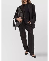 Lemaire - Trousers With Tapered Leg And Detachable Belt - Lyst