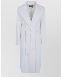 Max Mara - Mst Cles Belted Long Coat Lapel Collar - Lyst