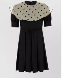 Valentino Garavani - Silk Mini Dress With Pleated Skirt And Polka Dot Collar - Lyst