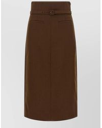 Ami Paris - Virgin Wool High-Waist Belted Midi Pencil Skirt - Lyst